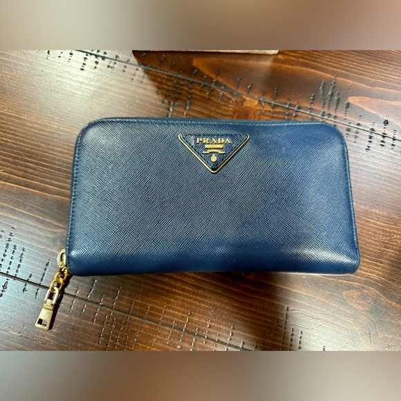 Prada Saffiano Long Zip Around Bluette Wallet EUC! - Picture 16 of 16